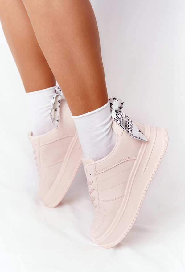 Różowe buty sportowe Ps1 ze skóry na platformie