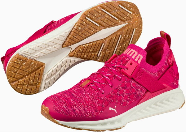 Różowe buty sportowe Puma w sportowym stylu z tkaniny sznurowane