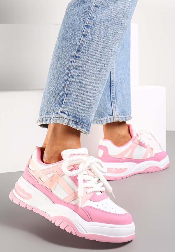 Różowe buty sportowe Renee sznurowane