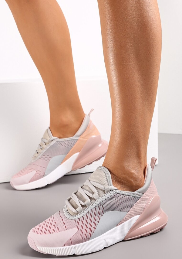 Różowe buty sportowe Renee sznurowane w sportowym stylu z płaską podeszwą