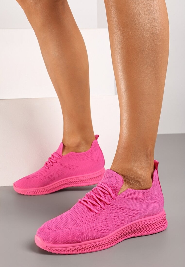 Różowe buty sportowe Renee sznurowane z płaską podeszwą
