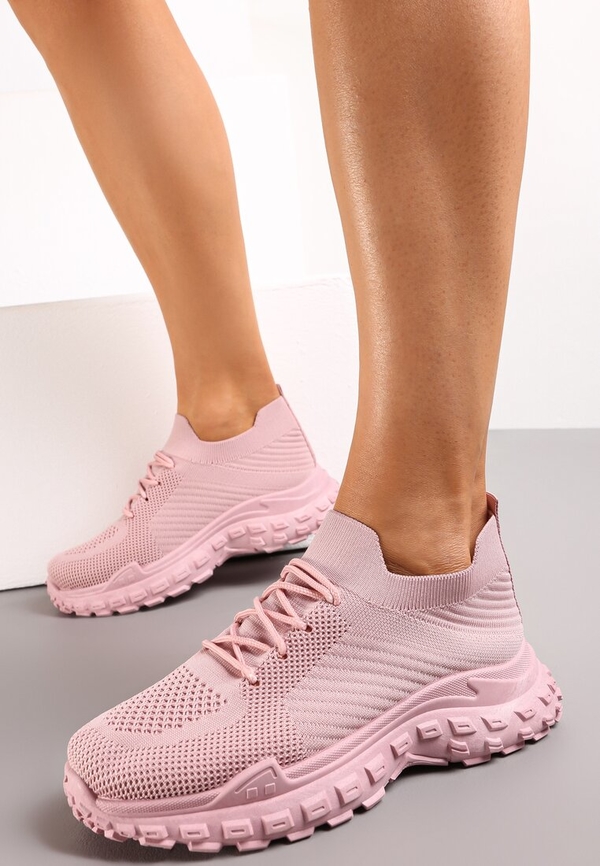 Różowe buty sportowe Renee w sportowym stylu sznurowane