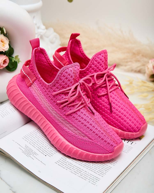 Różowe buty sportowe Royalfashion.pl sznurowane w sportowym stylu