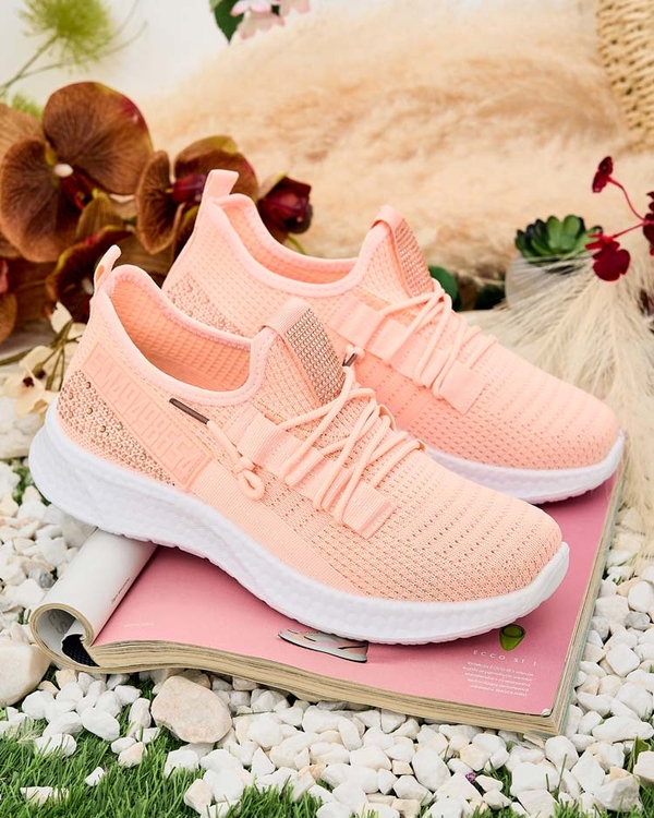Różowe buty sportowe Royalfashion.pl w sportowym stylu sznurowane