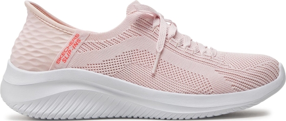 Różowe buty sportowe Skechers sznurowane flex w sportowym stylu