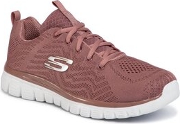 Różowe buty sportowe Skechers z płaską podeszwą