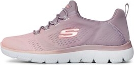 Różowe buty sportowe Skechers z płaską podeszwą sznurowane w sportowym stylu