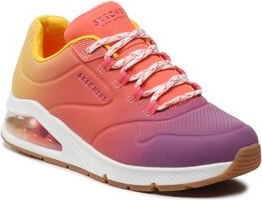 Różowe buty sportowe Skechers z płaską podeszwą w sportowym stylu