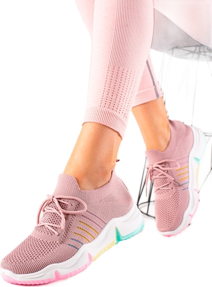 Różowe buty sportowe Trendi w sportowym stylu sznurowane