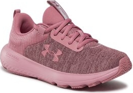Różowe buty sportowe Under Armour w sportowym stylu sznurowane z płaską podeszwą