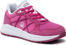 Różowe buty sportowe United Colors Of Benetton z płaską podeszwą sznurowane