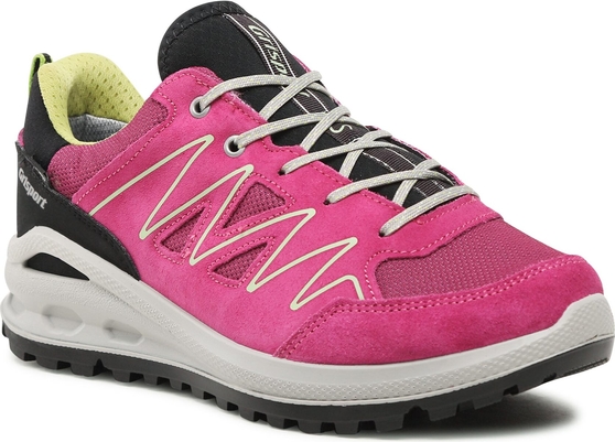 Różowe buty trekkingowe Grisport z płaską podeszwą sznurowane