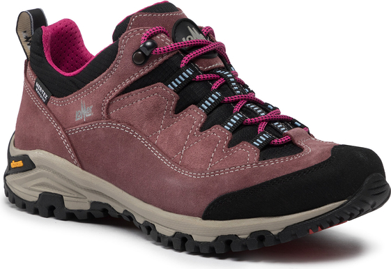 Różowe buty trekkingowe Lomer sznurowane z płaską podeszwą