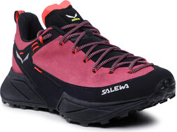 Różowe buty trekkingowe Salewa z płaską podeszwą