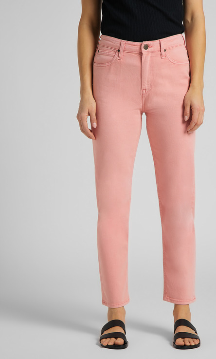 Różowe jeansy Lee z bawełny w stylu casual