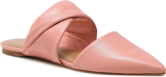 Różowe klapki Eva Longoria ze skóry w stylu casual z płaską podeszwą