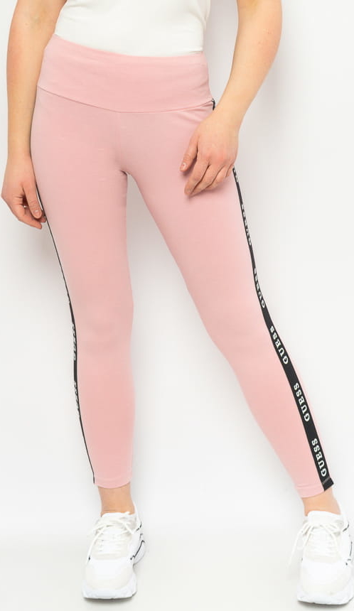 Różowe legginsy Guess w sportowym stylu z bawełny