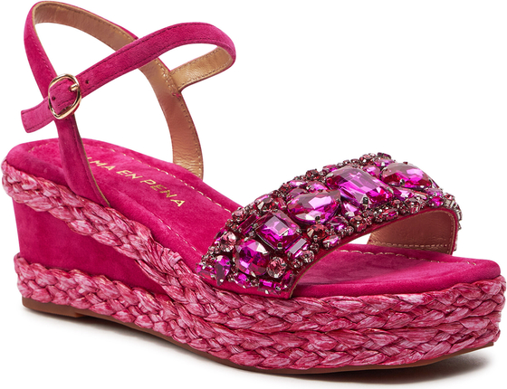 Różowe sandały Alma en Pena w stylu casual z klamrami