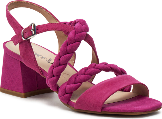 Różowe sandały Caprice z klamrami na obcasie