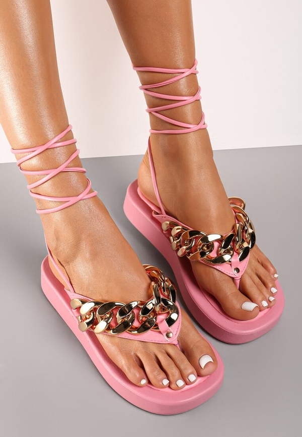 Różowe sandały Renee w stylu casual na platformie
