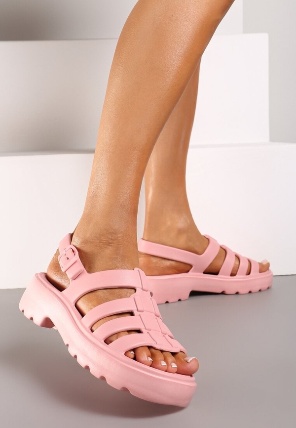 Różowe sandały Renee w stylu casual na platformie