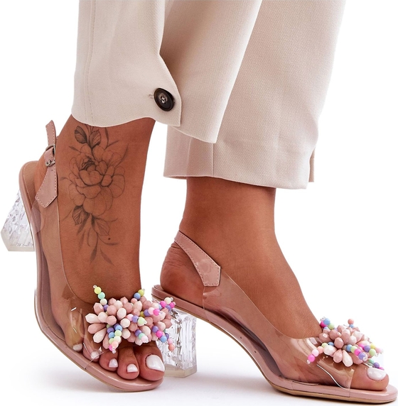 Różowe sandały S.Barski z klamrami