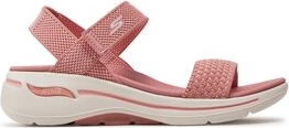 Różowe sandały Skechers w stylu casual z płaską podeszwą