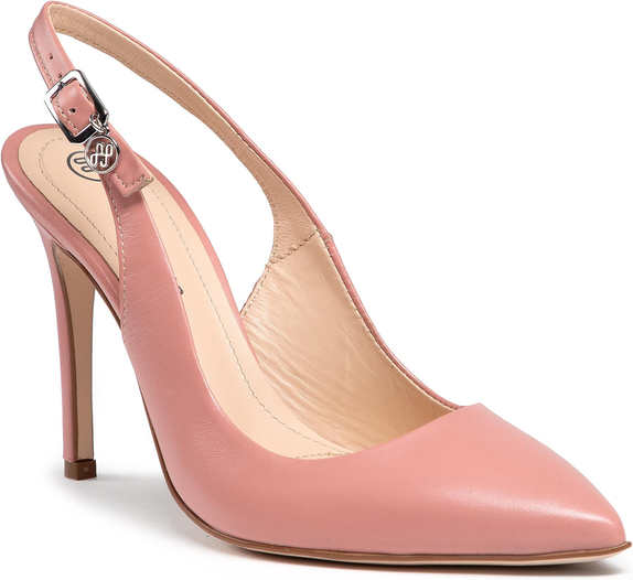 Różowe sandały Solo Femme ze skóry z klamrami
