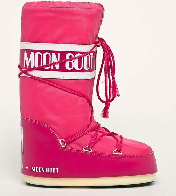 Różowe śniegowce Moon Boot z płaską podeszwą