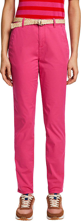 Różowe spodnie Esprit z bawełny