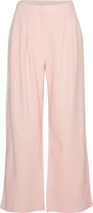 Różowe spodnie Moss Copenhagen z lnu w stylu retro