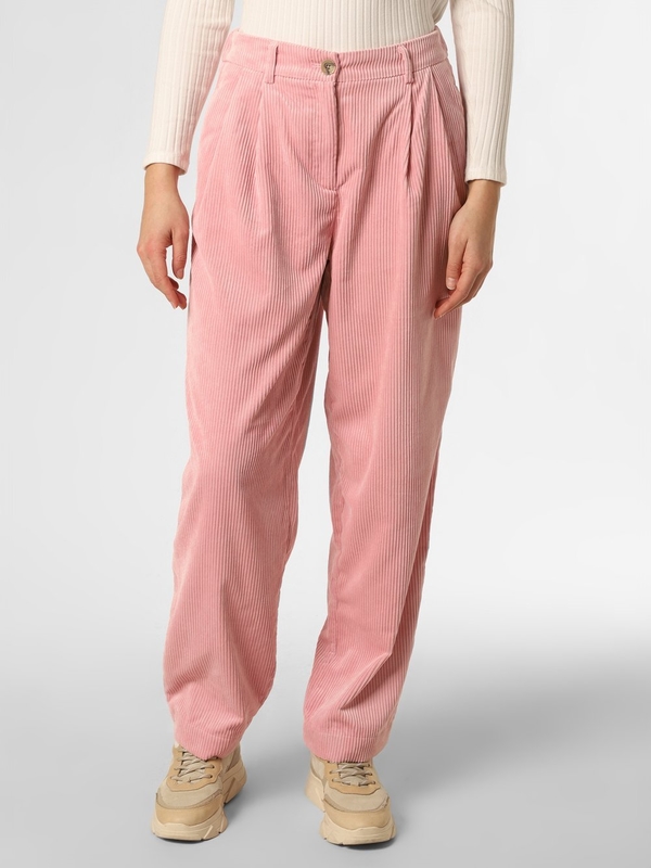 Różowe spodnie Moss Copenhagen ze sztruksu