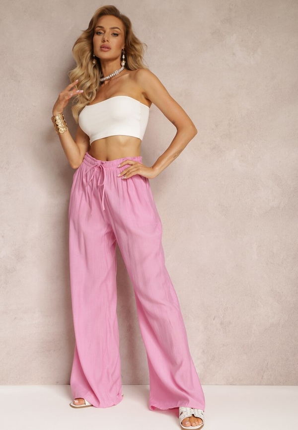 Różowe spodnie Renee z tkaniny