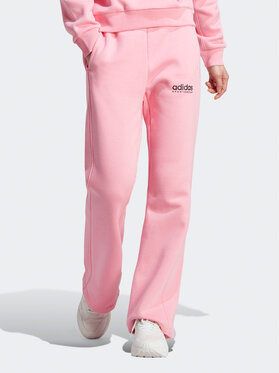 Różowe spodnie sportowe Adidas w sportowym stylu z dresówki