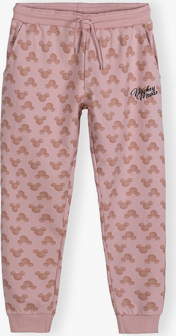 Różowe spodnie sportowe Minnie w sportowym stylu z dresówki