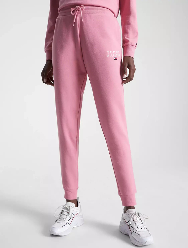 Różowe spodnie sportowe Tommy Hilfiger z dresówki w sportowym stylu
