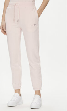 Różowe spodnie sportowe Tommy Hilfiger z dresówki w stylu casual