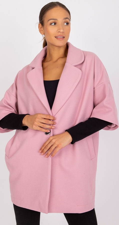Różowy płaszcz 5.10.15 krótki oversize w stylu casual