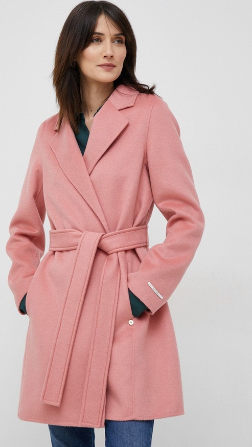 Różowy płaszcz Pennyblack bez kaptura w stylu casual z wełny