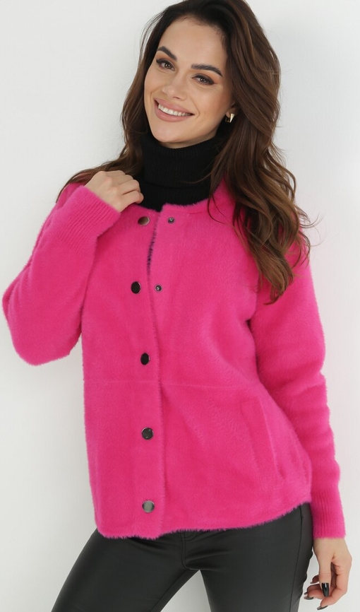 Różowy sweter born2be w stylu casual z wełny