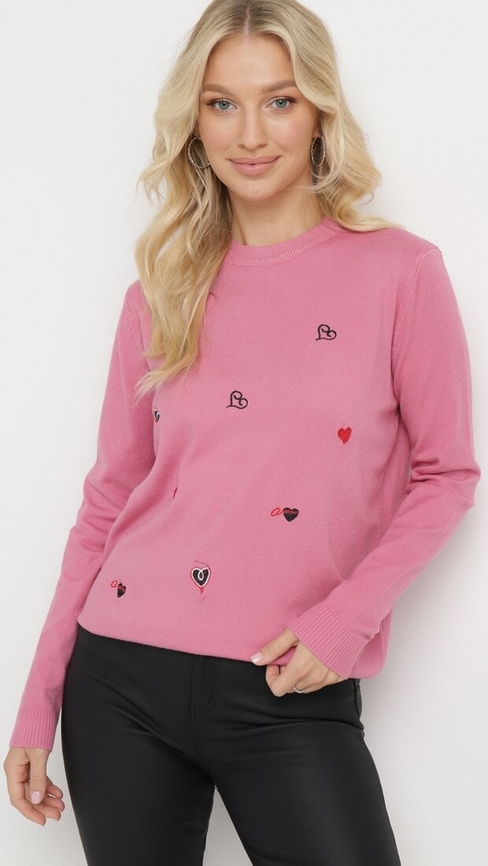 Różowy sweter born2be z kaszmiru w stylu casual