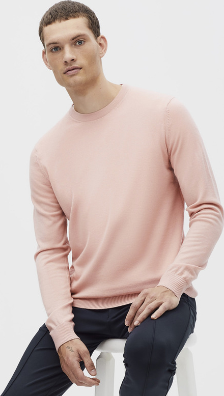 Różowy sweter CELIO z okrągłym dekoltem z wełny
