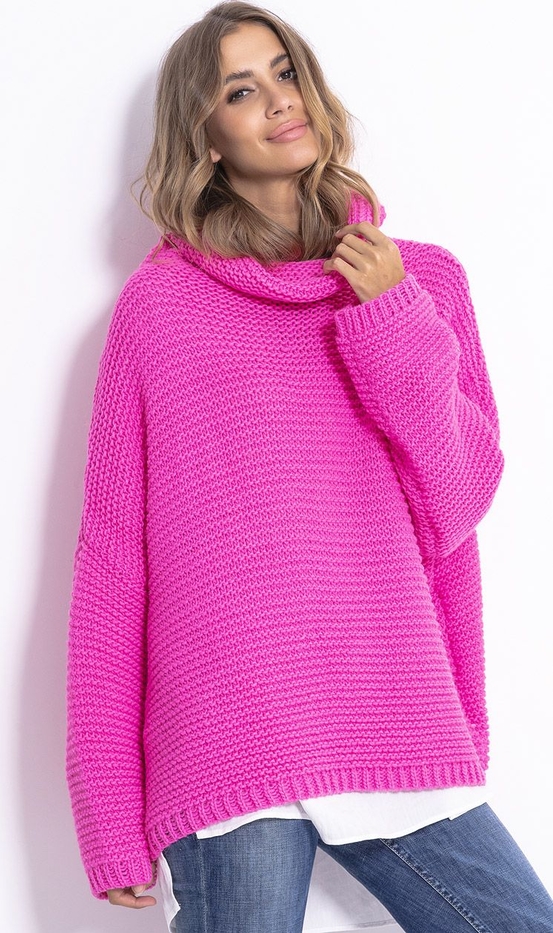 Różowy sweter Fobya w stylu casual