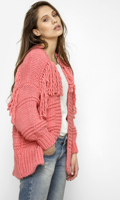 Różowy sweter Freeshion w stylu boho