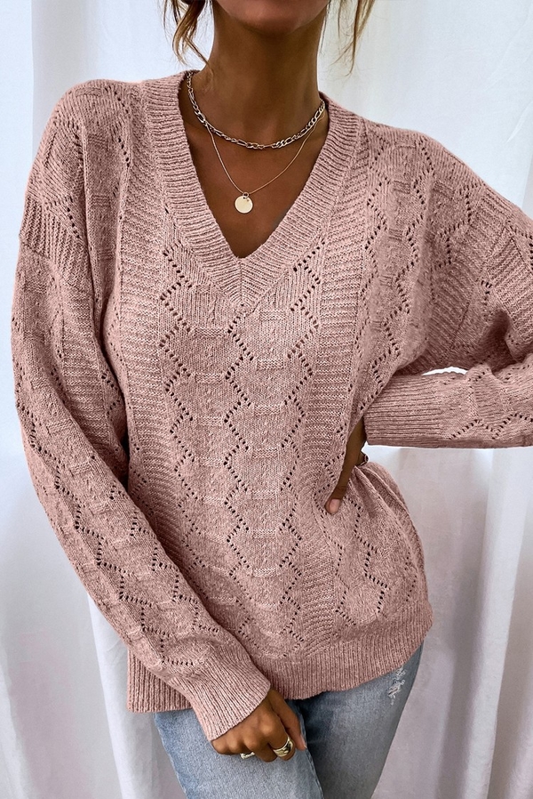 Różowy sweter IVET w stylu klasycznym z dzianiny