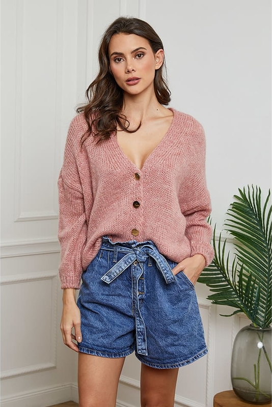Różowy sweter Joséfine w stylu casual