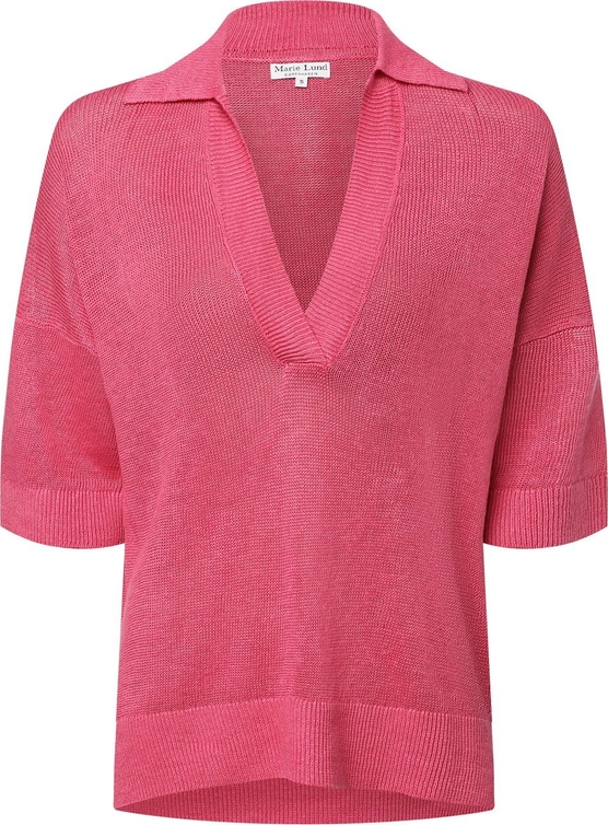 Różowy sweter Marie Lund w stylu casual z lnu