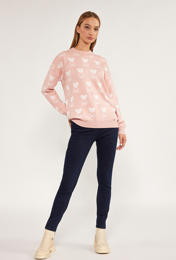 Różowy sweter Monnari w stylu casual