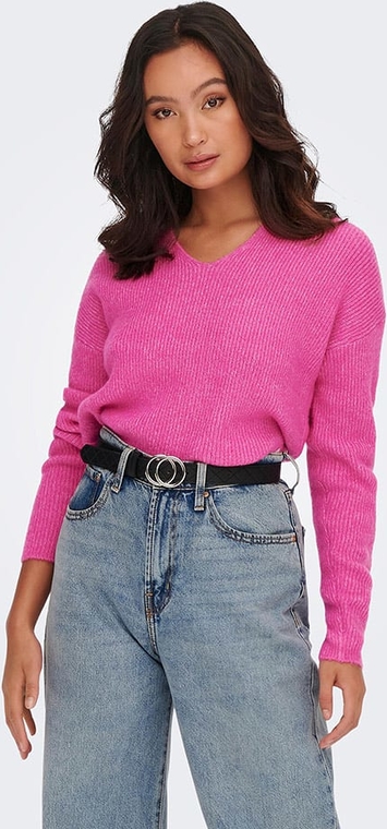 Różowy sweter Only w stylu casual