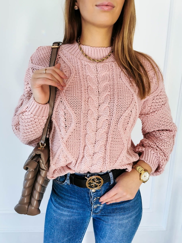 Różowy sweter Perfe.pl w stylu casual